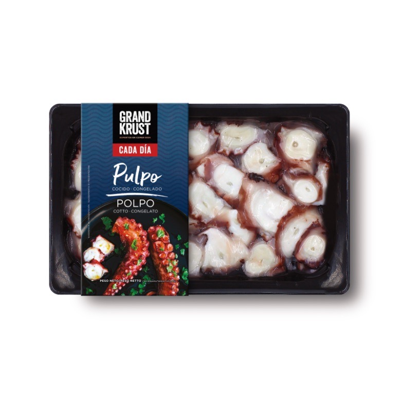 pulpo cocido troceado para canal retail